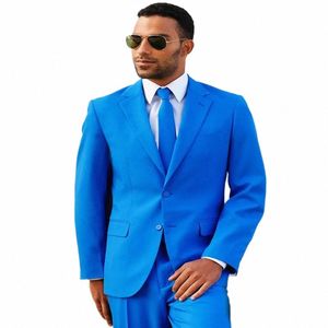 Azul Notch Lapela Único Breasted Slim Fit Regular Comprimento Formal Ternos Masculinos Elegnat Blazer Busin Outfits Traje de Casamento b4YQ #
