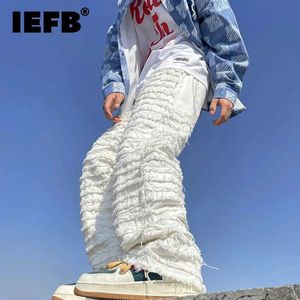 Men's Jeans IEFB niche design mens cardigan jeans hip-hop mens fashion loose straight denim pants personalized 2023 new trend 9A7210 J240328