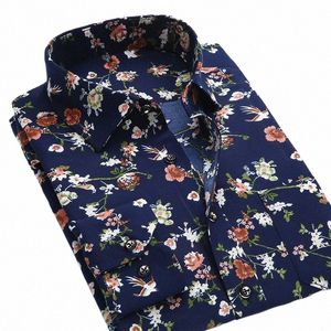 Qualidade 2021 Retro Floral Impresso Homem Camisas Casuais Fi Clássico Homens Dr Camisa Respirável Manga LG Roupas de Marca i5X5 #