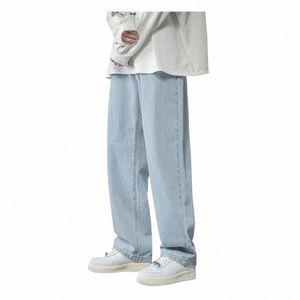 Jeans a gamba dritta da uomo Jeans comodi da uomo Pantaloni in denim a gamba larga da uomo Jeans stile hip-hop con tasche per la primavera D3Gz #