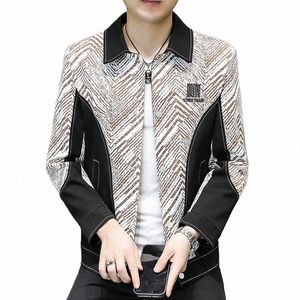 2024 Spring Korean Patchwork Kurtka dla mężczyzn Fi Slim Casual Jackets Wszechstronne Busin Social Streetwear Windbreaker Coats 99um#