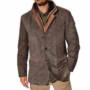 retro americano uomini giacche vintage lavoro cappotti casual monopetto manica Lg giacche outdoor per uomo caldo Ropa Hombre a2zU #