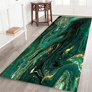 Tapetes Long Runner Tapete Escuro Verde Teal Pintura Gold Accent Art Impressão Não-Slip Tapete Corredor Capacho Porta de entrada