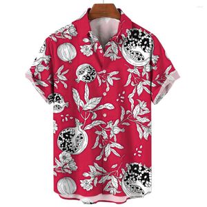 Camisas casuais masculinas camisa de verão para romã flor padrão espanha 3d impressão tropical t ao ar livre streetwear roupas oversized topos