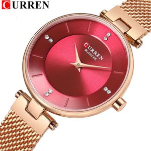 Curren Karien 9031 Quartz rostfritt stål Milan Mesh Band Water Diamond Core Minimalist Women's Watch