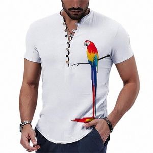 2023 Short Sleeve Men'S Shirt 3d Fi Print Oversized Summer Casual Stand Up Collar Shirt Streetwear Men'S Clothing Tops 3XL Y5Qm#