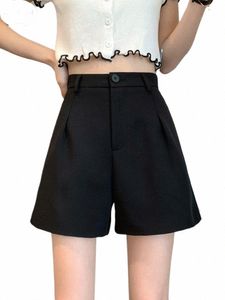 Linxiqin Office Lady High Waist Shorts 여성 와이드 다리 짧은 바지 한국 FI 여름 반바지 검은 우아한 여자 옷 2024 J8BM#