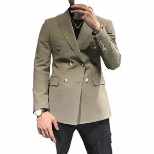 Mens Multi-Style Busin Elegant British Style Suit Essential Double Breasted Simple Fi Trend Casual Korean Suit for Men V9GE#