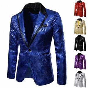 shiny Gold Shiny Shiny Decorated Blazer Jacket for Men Night Club Graduati Men Suit Blazer Homme Costume Stage Wear for Singer 81AA#