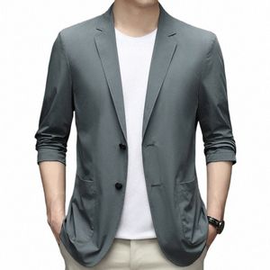 Herrdräkt Jacket Summer Ultra-Thin Breattable High Elastic Lightweight Ice Silk Sun Protecti Casual Suit Jacket Men L5LP#
