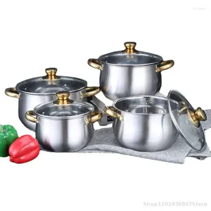 Conjuntos de panelas 4pcs panela de sopa de aço inoxidável conjunto multifuncional panela de fundo duplo panelas de cozinha em casa