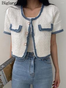 Damenjacken Frühling Sommer Tops Frauen Print Fringe Patchwork Mode Kurzarm Koreanischen Stil Damen Geerntete Mäntel Lose Frau