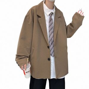 2023 Nowy styl koreański luźny garnitur w rozmiarze plus męski wierzchołek męski blazer Blazer Ulzzang Fi Płaszcz Streetwear Man Jerogi L13 S07P#