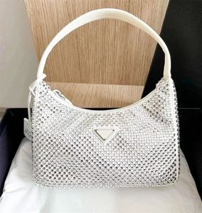 10A Qualidade Luxo Designer Bolsas Moda Mulheres Tote Strass Triângulo Sacos Mens Cruz Corpo Embreagem Meia Lua Bolsas De Ombro Bolsa De Cristal Underarm Diamond Bag