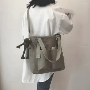 Сумки на плечо, водонепроницаемая сумка, большая вместительная парусиновая женская сумка через плечо, Корейская студенческая сумка Harajuku, японский отдел One Big