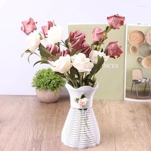 Vases Artificial Rattan Flower Basket Living Room Decoration Inserted Vase Desktop Plastic Nordic Home