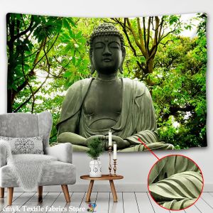 Grabsteine 3dreligion Kultur hängender Wandteppich Buddha Wandteppich Kopfteil Wohnheim Hippie psychedelischer Wandteppich Baum Landschaft Boho Dekor