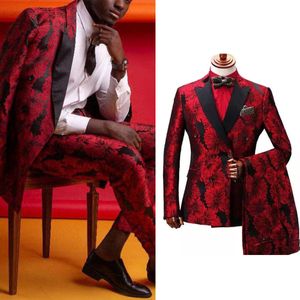 Modern Men's Suit Embroidery 2 Pieces Blazer Pants Double Breasted Business Formal Work Wear Wedding Groom Costume Homme