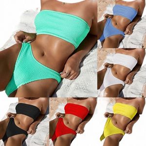 Fi Bikini Texturizado Swimwear Mulheres 2023 Alta Corte Maiô Mulheres Maiôs Sólidos Conjunto Biquínis Brasileiros z1hT #