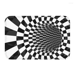 Carpets Black White Abstract Swirl Trap Floor Door Bathroom Mat Anti-Slip Indoor Geometric Optical 3D Vortex Doormat Entrance Rug Carpet