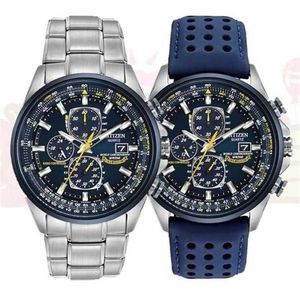 Luxury Wate Proof Quartz Watches Business Casual Steel Band Watch Men's Blue Angels World Chronograph Wristwatch 220113277w
