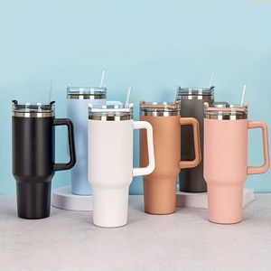 1pc, 40oz 스테인레스 스틸 텀블러 뚜껑 밀짚 휴대용 열 물병 집, 사무실, 여행 - 완벽한 여름 음료웨어 및 생일 선물