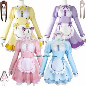 Anime Game Nekopara Chocola Vanilla Cosplay Costume Wig Maid Dr Lolita Servant kjol Kvinna Sexig kawaii födelsedagsfest kostym f8oe#
