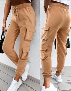 Women's Pants Work Pocketfit Design Cuffed Cargo 2024 Spring/summer Latest Fashion Casual Drawstring Versatile Trousers