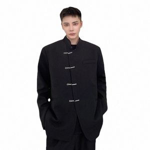 Frühling Herbst Männer Chinesischen Butt Stehkragen Lose Beiläufige Blazer Anzug Mantel Japanischen Harajuku Streetwear Anzug Jacke Blazer b9RN #