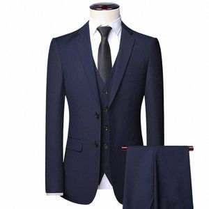 Blazer + Colete + Calças de alta Qualidade Simples Busin Elegante Fi Entrevista de Trabalho Cavalheiro Terno Slim 3 e 2 peças Terno Z7Xg #