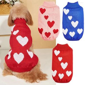 Dog Apparel Valentine's Day Pet Costume Knitted Puppy Sweater With Love Heart Cold Weather Outfits Winter Pullover Cat Knitwear Sweaters