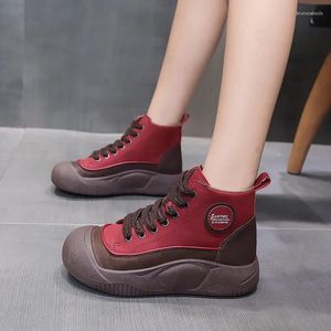 Casual Shoes Female Sneakers Winter High Top Pu Lace Up Women's Vulcanized Outdoor Walking Sports Shoe Round Toe Women Snealers