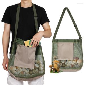 Sacos de armazenamento portátil mutifuncional saco de forrageamento 42/42cm ao ar livre acampamento cogumelo colheita bolsa de malha crianças praia areia brinquedo organizador