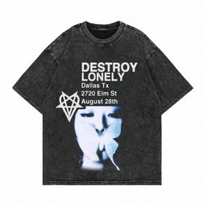 ヴィンテージ印刷Tシャツショートスリーブデストレリー