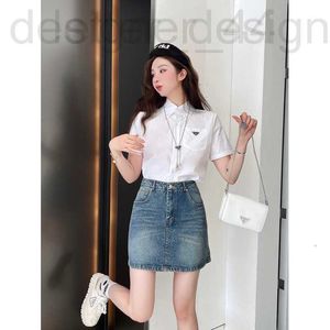 Two Piece Dress designer PieDress luxurypatembroidered shirt with small A waist versatile denim short skirt set to matDYGR LUX3