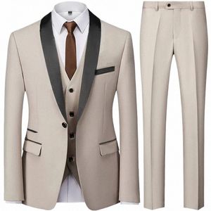men Autumn Wedding Party Three Pieces Set Dr Trousers / Large Size 5XL 6XL Male Blazer Coat Pants Vest Fi Slim Fit Suit O0uy#