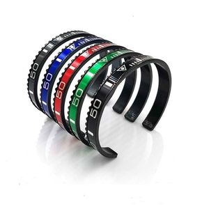 charms placcato nero tachimetro diametro uomo polsino bracciale braccialetti in acciaio inossidabile 316l tachimetro lunetta braccialetto uomo gioielli255o