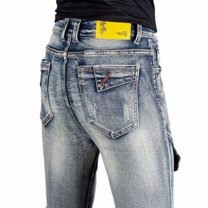 men's Slim Straight Jeans Vintage Casual Fi Scratch Zipper Design Brand Cott Big Size Denim Pants Brand Fi k0O5#