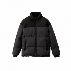 Ny herrstativ krage Autumn Winter Coat Male Solid Patchwork Oversize Jacket Casual Warm Pur Liner Overcoat Trend Sport Coats Q9ro#
