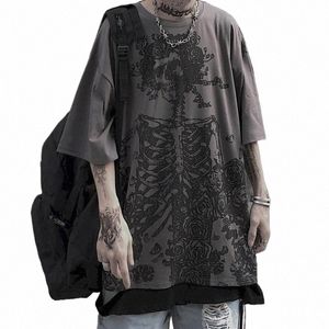 Men Thirts 2023 Summer Streetwear High Street Gothic Gothic Tshirt فضفاضة كبيرة الحجم قصيرة الحجم.