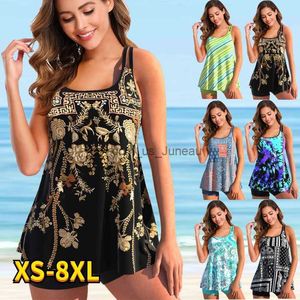 Mulheres Swimwear 2023 Mulheres Swimwear Tankini 2 Peça Maiô Tamanho Grande 2 Peça Impressão Biquíni Bustos Grandes Frutas Acolchoadas Ternos de Banho Esportes T240328