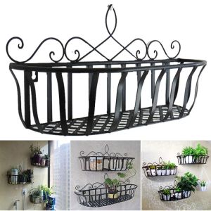 Trays Hanging Planter Rack Metal Wire Railing Flower Pots Holder Stand Decorative Art Wall Mounted Plants Basket for Home Bar