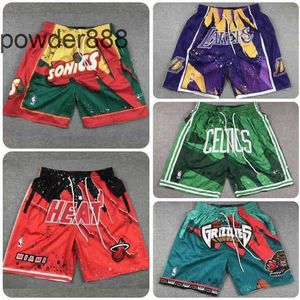 Men's Quick Drying Embroidered Shorts Heat Grizzlies Retro Casual Basketball Pants Swinging Man Sports Shorts Raptors Magic Bulls Mens