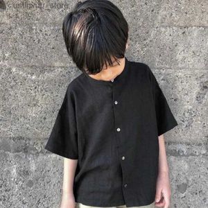 T-shirts Boys T-shirts New Summer Kids Clothes Japanese Style Children Cotton Linen Short Sleeve Top Casual Loose Vacation Baby Girls Tee24328