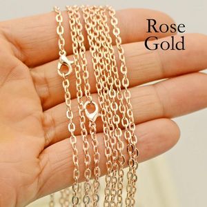 Chains 100 X Rose Gold Color Necklace For Women Wholesale Bronze Copper Black Silver Plated Link Rolo Chain Jewelry Making