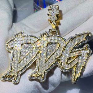 Iced Out Vvs Letter Pendant Shiny Men Big Hip Hop Necklace Custom Pendant Moissanite Jewelry