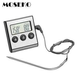 Gauges MOSEKO Digital Oven Thermometer Kitchen Food Cooking Meat BBQ Probe Thermometer With Timer Water Milk Temperature Cooking Tools