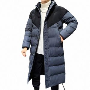 degli uomini Nizza Nuovo Casual Autunno Cappotto caldo di spessore Giacca invernale da uomo Fi Lg antivento Patchwork Parka da uomo Cappello Zip giacca P5jh #