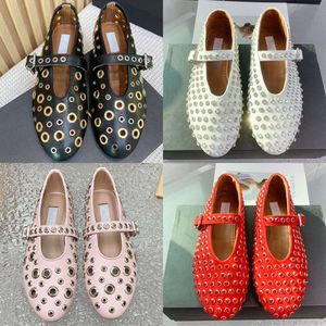 Designer Women Ballet Flats Eyelet Lambskin Dress Shoes Suede Summer Sandals Bekväma Dancing Shoes With Box 547