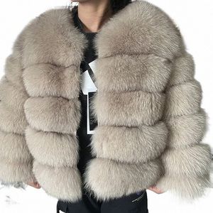 maomaokong 2023 Furry Natural Fox Racco Real Fur Coat Women Jacket Luxury Winter Parka Vest Female Leather Clothes Brown Beige 45R6#